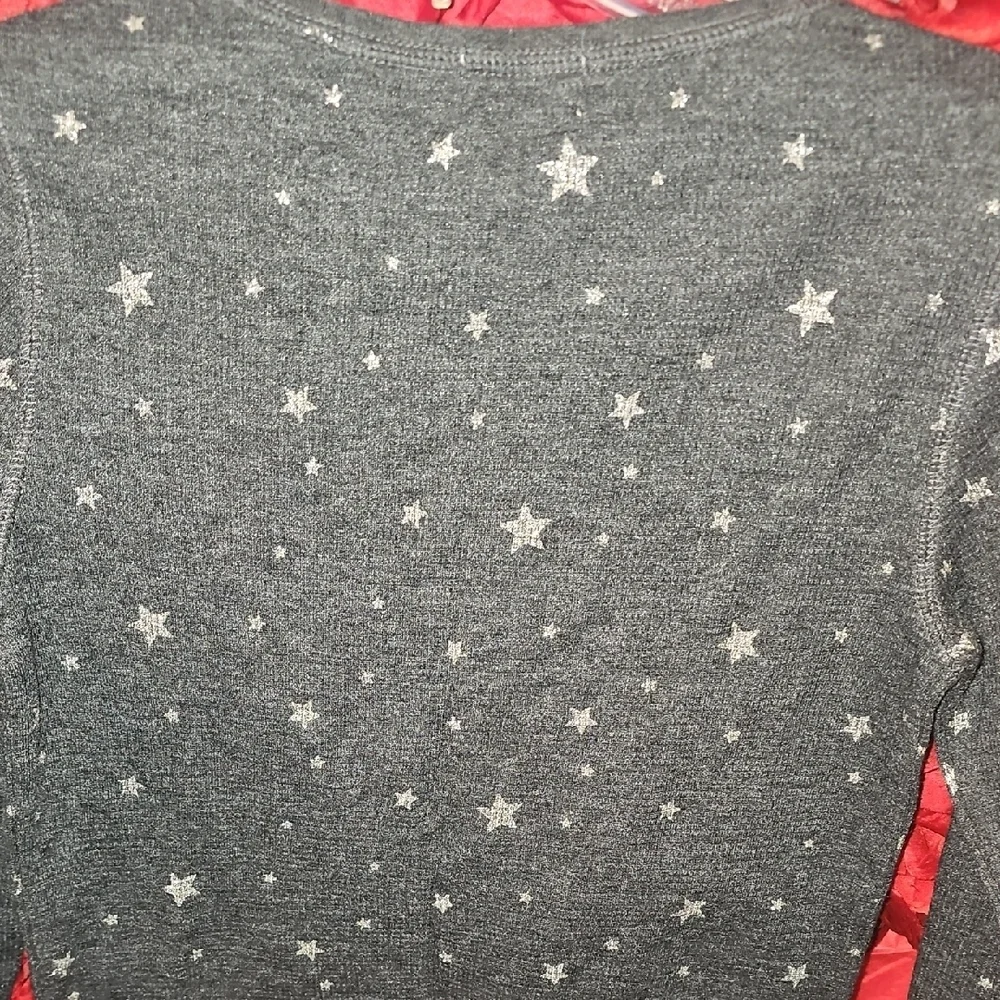 Old Navy Girls Charcoal Star Pattern Long Sleeve Shirt Size 14 (XL)